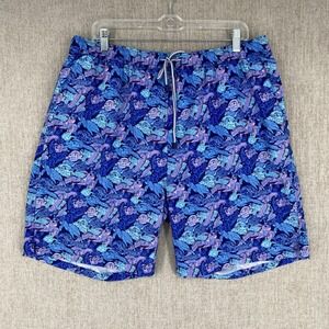 Peter Millar Swim Trunks Mens Medium Blue Turtle Print Seaside Shorts Drawstring